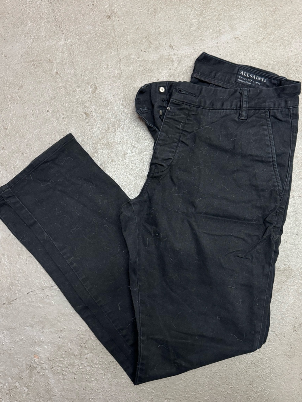 AllSaints Black Stove Fit Straight Jeans